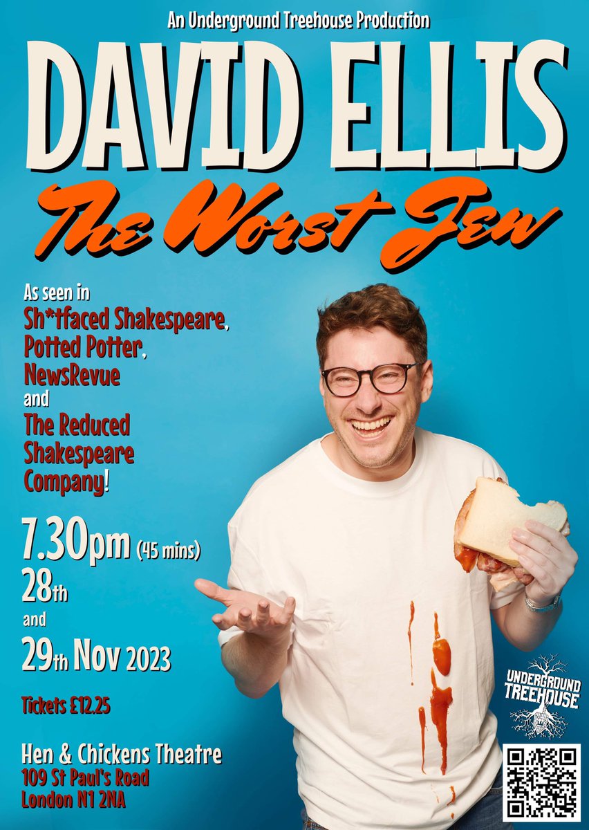 DavidEllisActor's tweet image. 28th &amp;amp; 29th @HenandChicksN1 I’ll be performing my Edinburgh show ‘The Worst Jew’