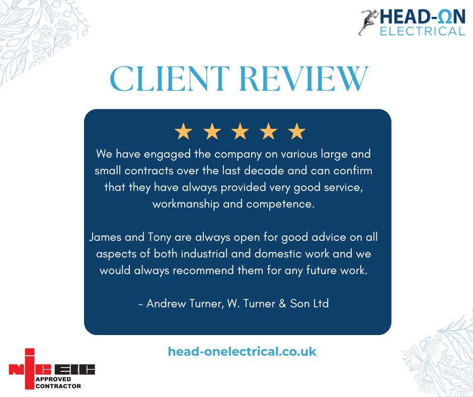 Head_OnElec's tweet photo. A big shoutout to James and Tony for their outstanding service.👏

Join our long list of satisfied clients.

Call us on 01482770214 or visit info@head-onrenewables.co.uk for more information.

#Headonelectrical #clientreview #electricalcontractorinhull #clientappreciation https://t.co/3R4QcI8Xoc