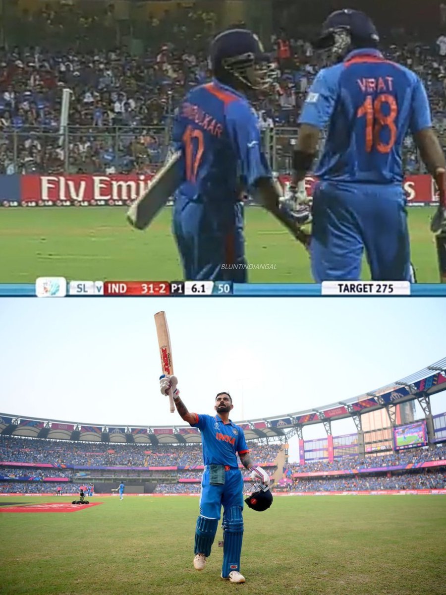 PixelPoetXd's tweet photo. The baton of greatness has been passed!

All hail the King!👑

#INDvsNZ  #ViratKohli𓃵  #ICCCricketWorldCup23 https://t.co/lsVv2Ds1tw