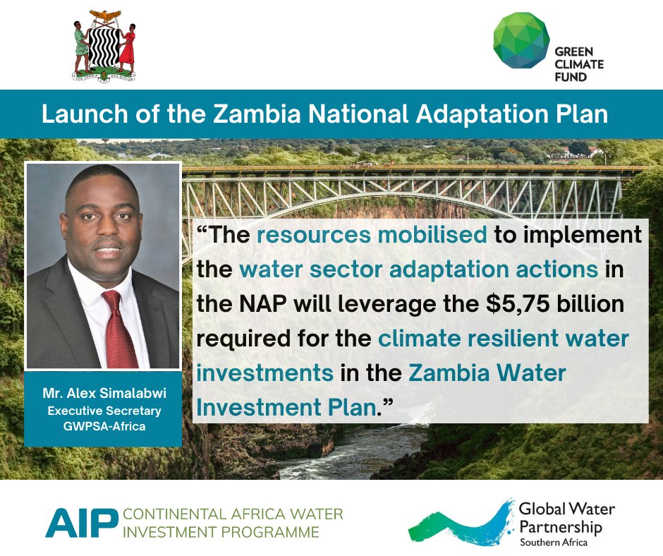 Mr. Alex <a href="/simalabwi/">Alex Simalabwi</a>, Executive Secretary - GWPSA is excited about the partnership with #Zambia which has seen the Zambian National Adaptation Plan being recognised by the <a href="/theGCF/">Green Climate Fund</a> as the the best performing NAP process in #Africa.