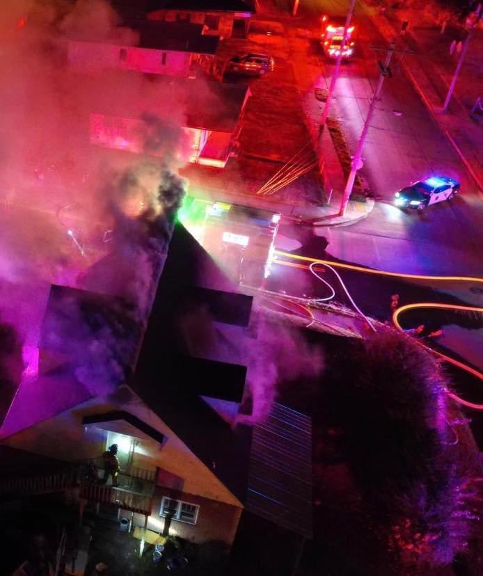 A local structure fire overnight, whats the first thing you see in the pic?