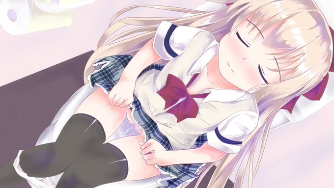 2年前に自作したゲームのスチルの1枚絵でうちの子、弥生のお花摘み🌸 