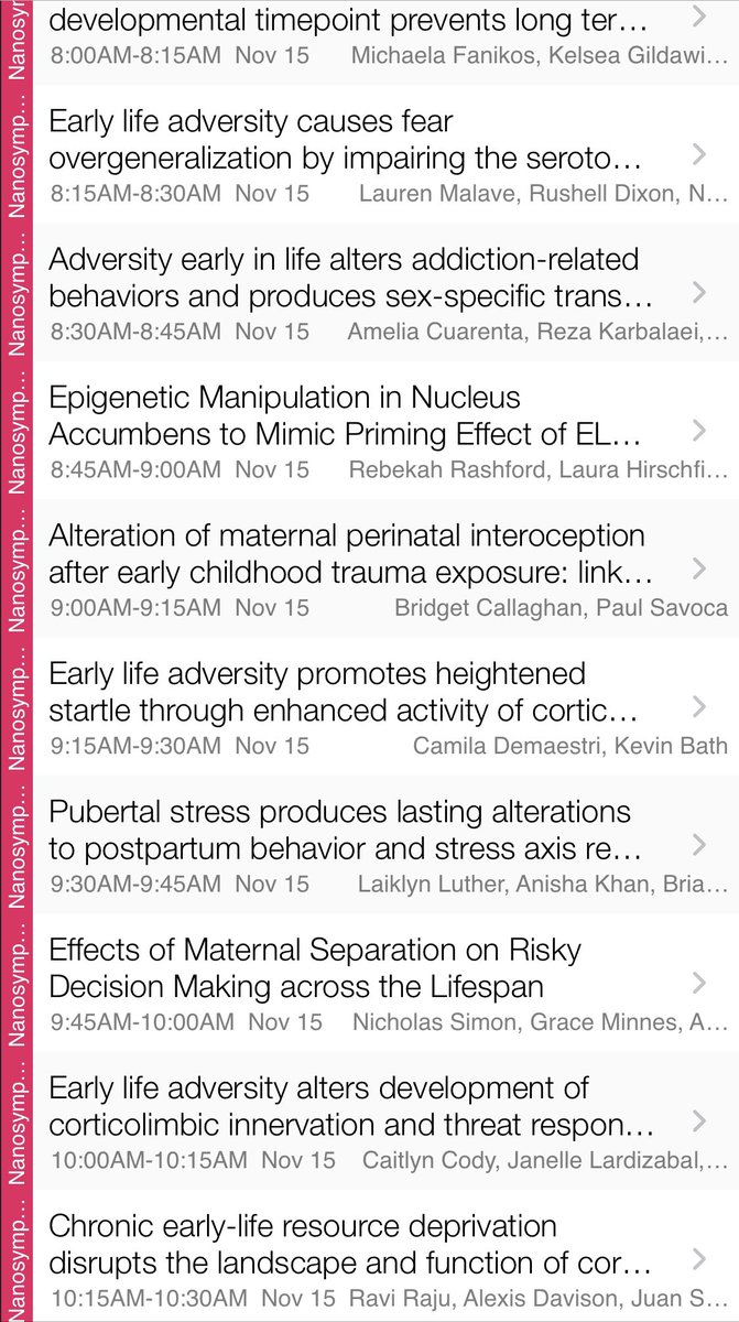 Everyone at #SfN23 should head to the #EarlyLifeStress session in 152A this morning! Organized by @CaitlynCody2, chaired by @DocKatiePhd, and featuring @RebekahRashford from my lab at 8:45, among many others fantastic speakers!