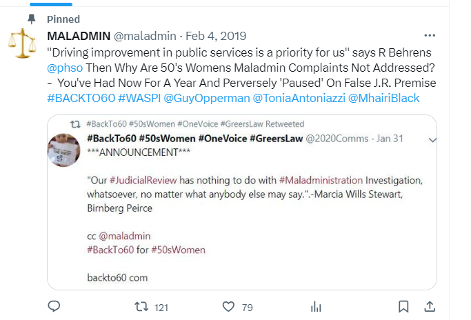 frances_email's tweet image. No satisfactory responses were ever received on this issue below to the legal letters sent by @maladmin despite women having submitted their complaints to #PHSO  since Jan 2018, well ahead of the B260 JR @William_Wragg @CommonsPACAC @RJHilsenrath  @johnmcdonnellMP @ronniecowan