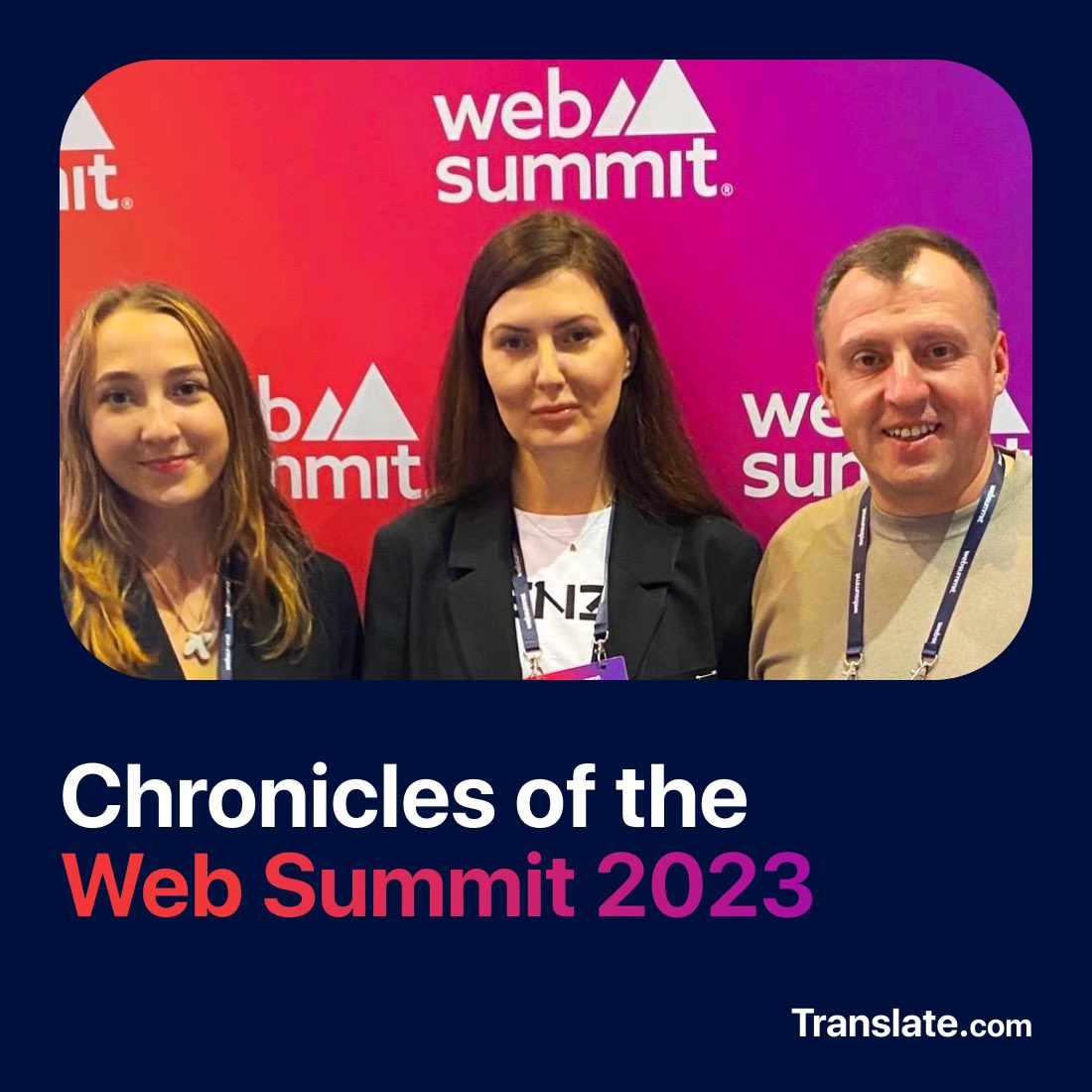 Translatecom's tweet photo. 2 days into @WebSummit &amp; we're buzzing! Hundreds of connections, countless business talks. It's clear: global communication is the future. No boundaries in #tech, only worldwide expansion, whether #B2B or #B2C.

🚀 Our tech &amp; service are ready to enhance this journey!  #WebSummit https://t.co/dmRKA2Q6BE