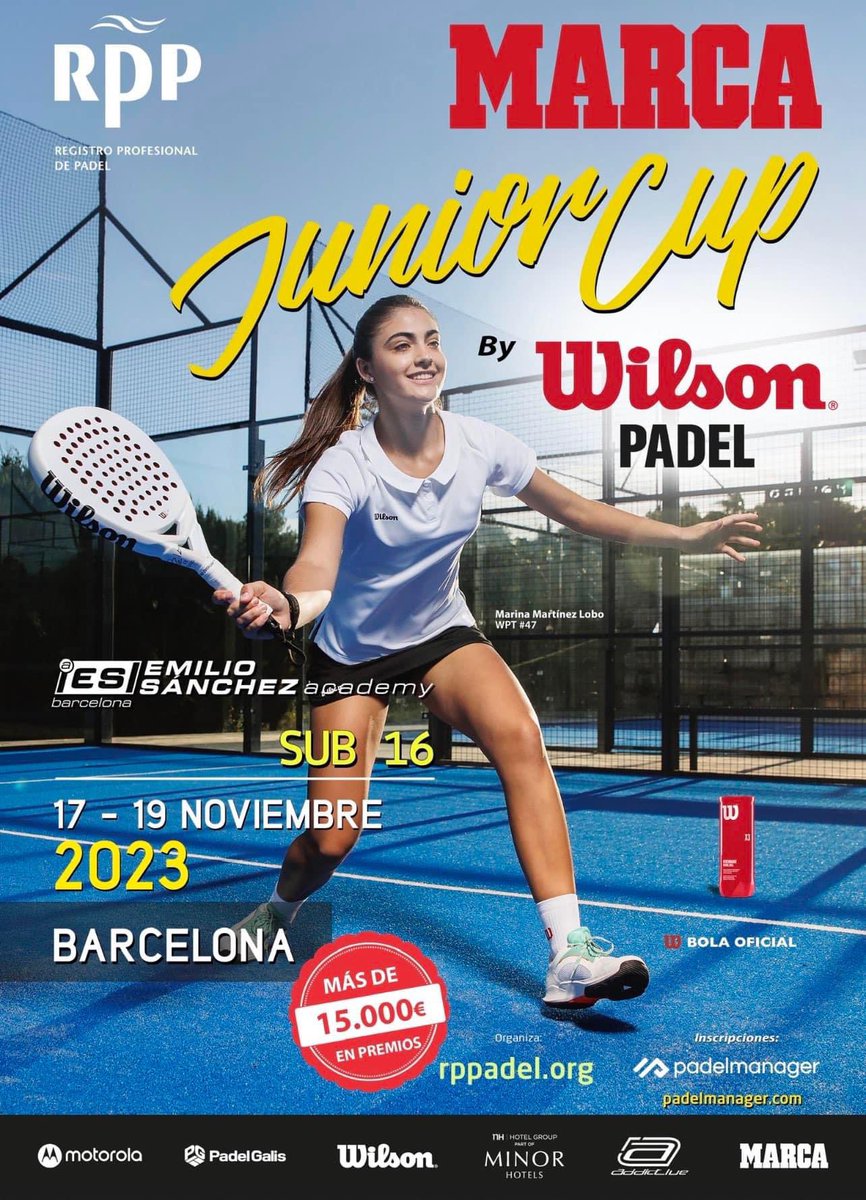 rppadel's tweet image. BARCELONA - CIERRE de INSCRIPCIONES - PADEL Sub16 - Jueves 16 de Noviembre a las 21h para la @EmilioSanchezBn en BARCELONA correspondiente al primer Circuito Internacional @rppadel @MarcaTMF Junior Cup Sub16 by @WilsonPadelES 🎾 Apúntate en:

padelmanager.com/app-link/tourn…