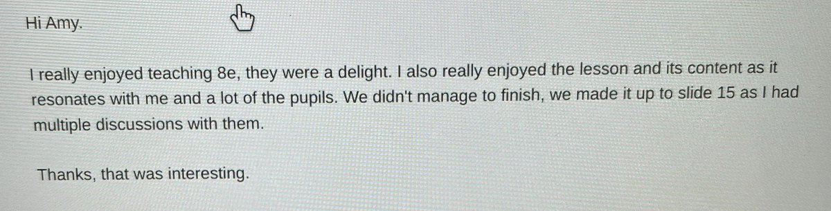 Lovely email to get from our cover supervisor 🥰🥰 #TheBelleVueDifference