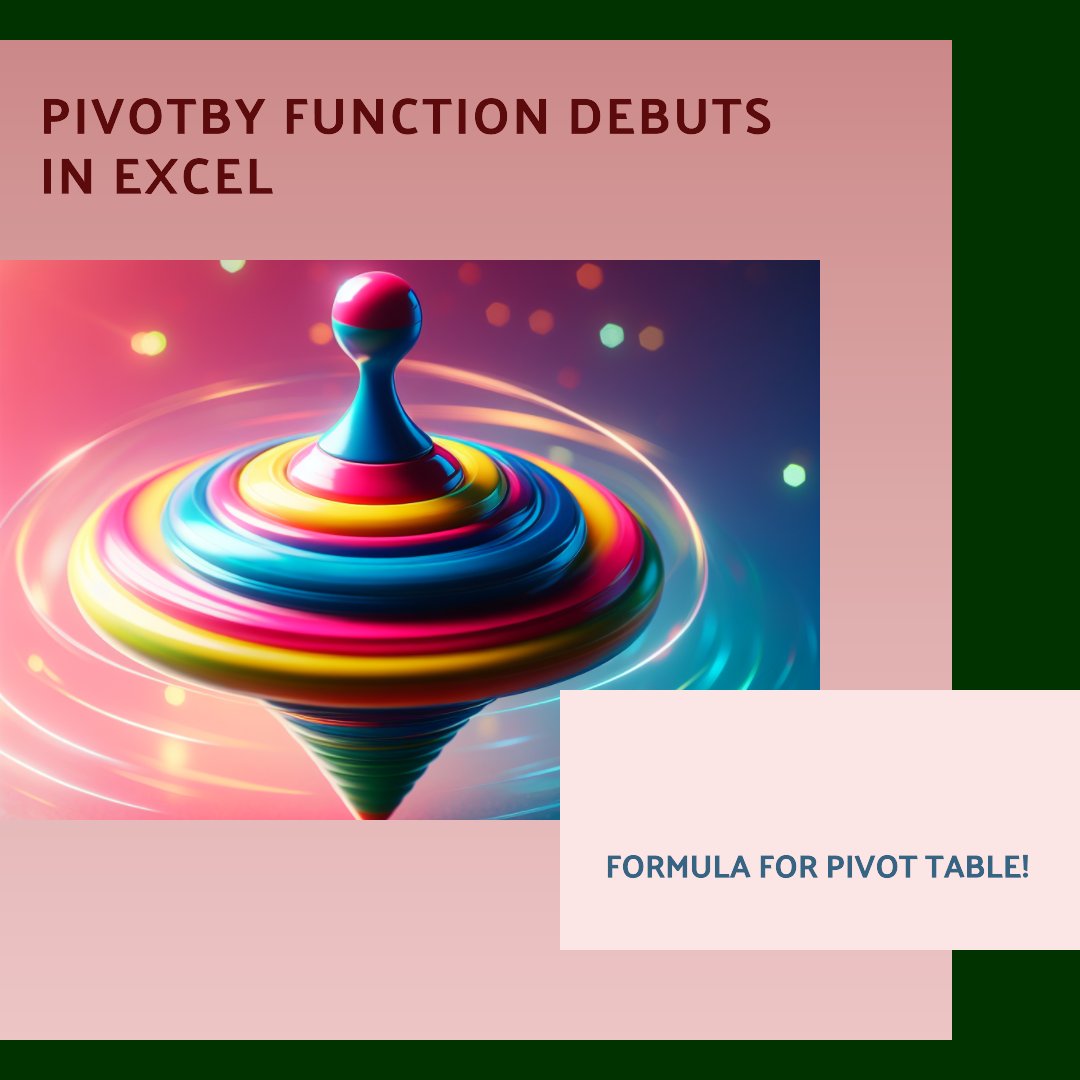 MrExcel's tweet photo. 3 NEW functions in Excel: PIVOTBY, GROUPBY, and PERCENTOF. First look: https://t.co/ckxwB4HMFz   Create pivot-like reports using a formula. #Amazing https://t.co/uTqah6K0I8
