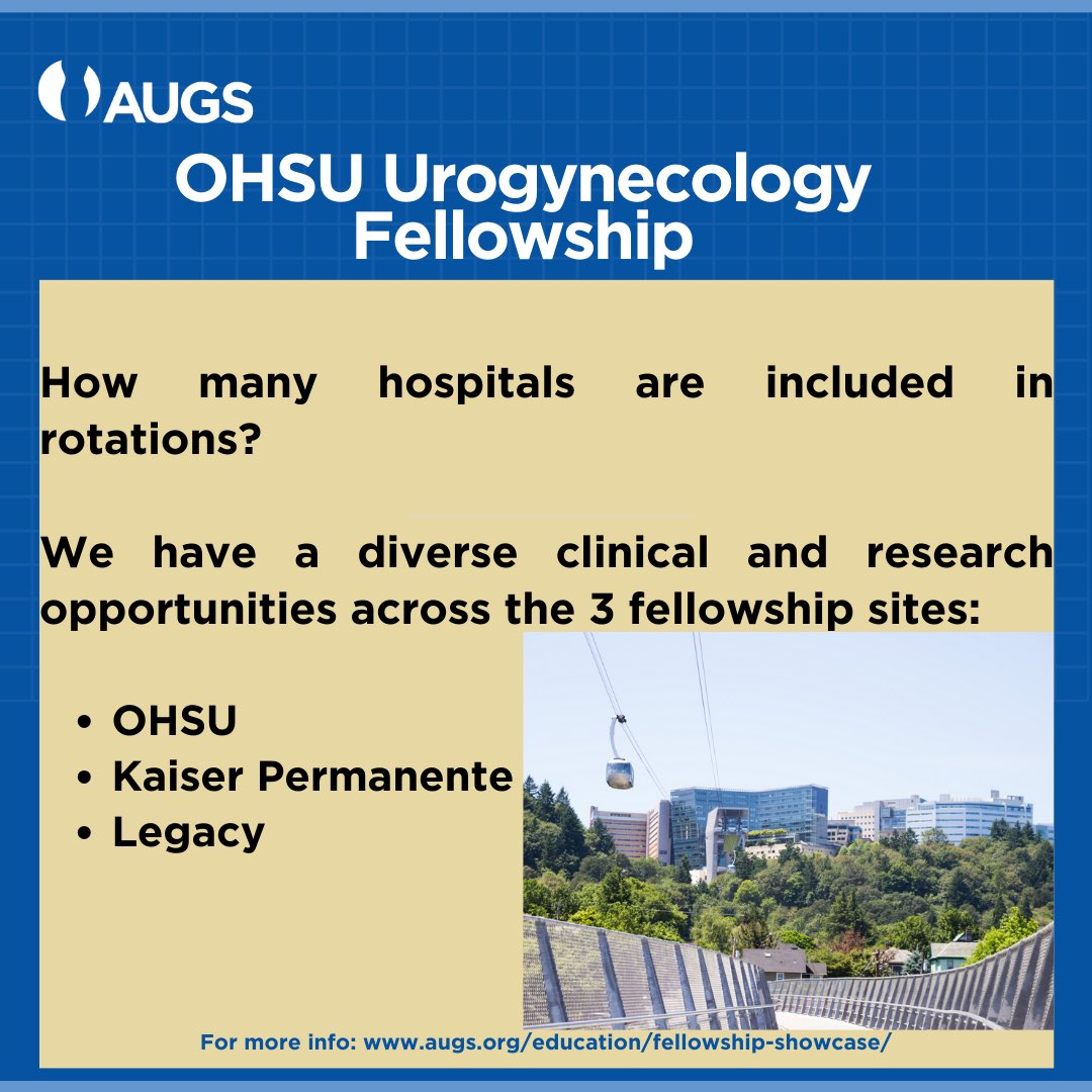 OHSU Urogynecology Fellowship sites! The fellows go to three different sites which gives us a wide variety of surgical, clinical, and hospital experience. Our fellows find this a program strength 💪 <a href="/ohsufpmrs/">ohsufpmrs</a> #FutureFellowsofAUGS #FutureUrogynFellows #AUGSFellowshipShowcase