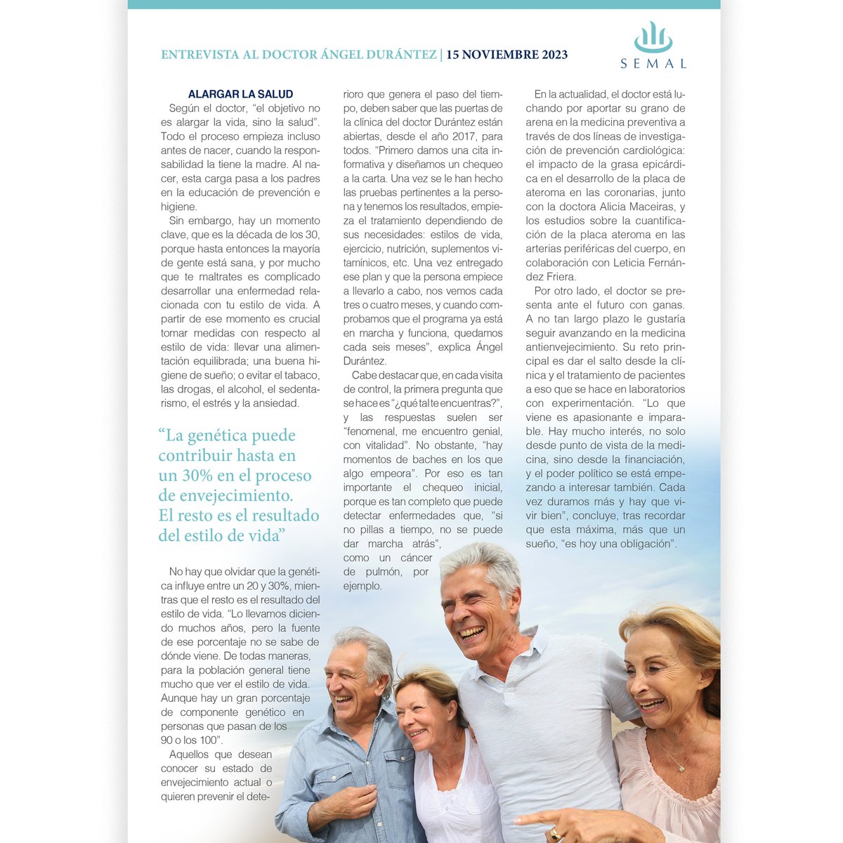 SOCIEDADSEMAL's tweet image. El @DrAngelDurantez, miembro de la directiva de #SEMAL, lleva más de una década dedicado a una ciencia que tiene como objetivo “no alargar la vida, sino la salud”. Sus últimas investigaciones revelan nuevos datos 🔍

#antienvejecimiento #sociedadsemal #drdurantez #drangeldurantez