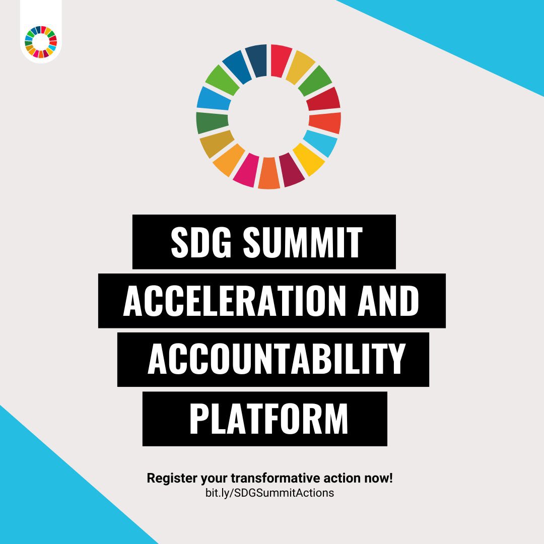 La Plataforma de Aceleración y Rendición de Cuentas de la Cumbre de los ODS muestra las iniciativas de Estados miembros y partes interesadas que ayudan a aumentar el progreso hacia los #ODS.

Puedes consultar los compromisos y registrar nuevos: bit.ly/SDGSummitActio…

<a href="/SustDev/">UN DESA Sustainable Development</a>