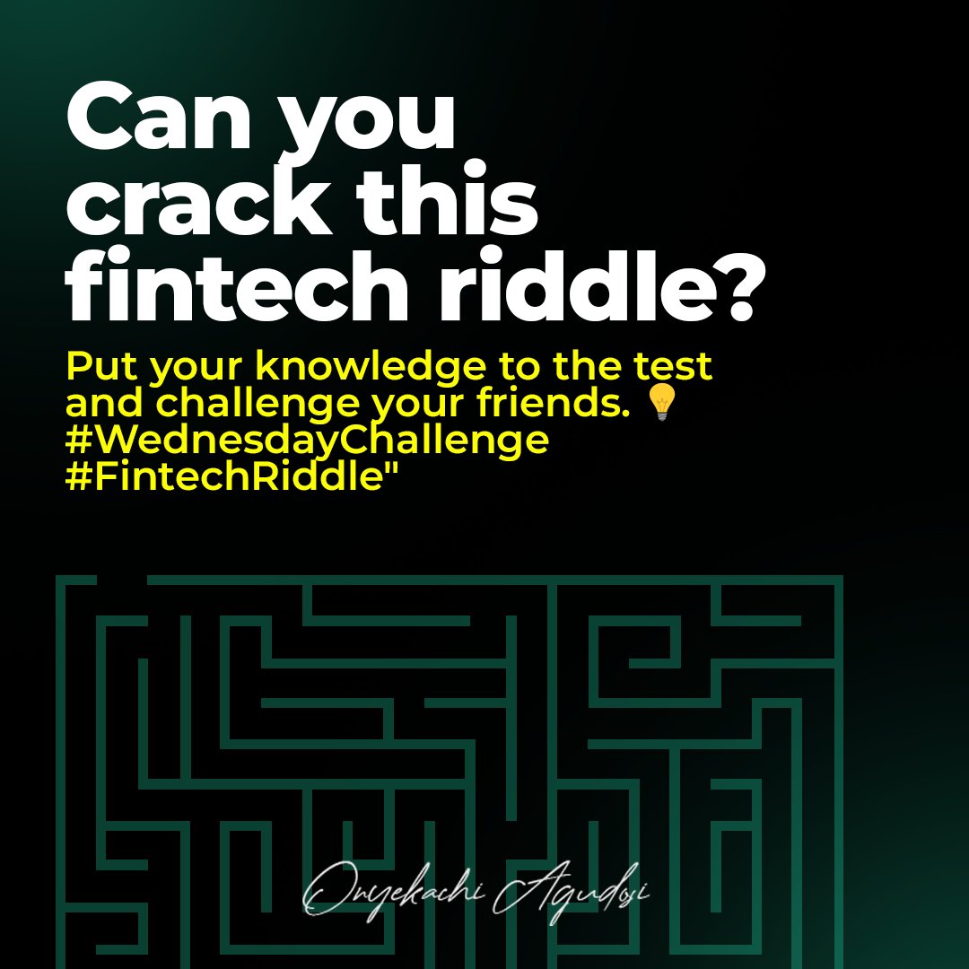 onyekachiag's tweet image. &quot;Crack the code to financial innovation! 🤔💸 
Can you solve this fintech riddle? 
&quot;I&apos;m a bridge between traditional banking and cutting-edge technology. What am I?&quot; 
Comment your answers below! #FintechFun #RiddleMeThis 🚀🔍&quot;