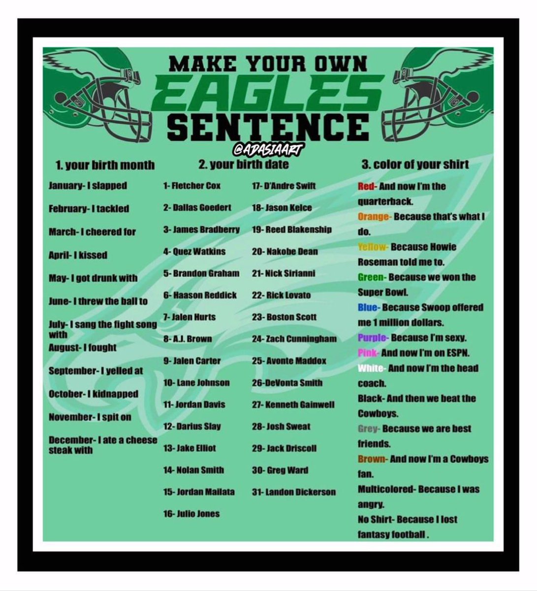 jns149's tweet photo. I yelled at James Bradberry and then we beat the Cowboys 

I might have to do this in a few weeks @Eagles 🤣🤣🤣

#Eagles #EaglesNation #IBleedGreen #FlyEaglesFly https://t.co/MAb8854853