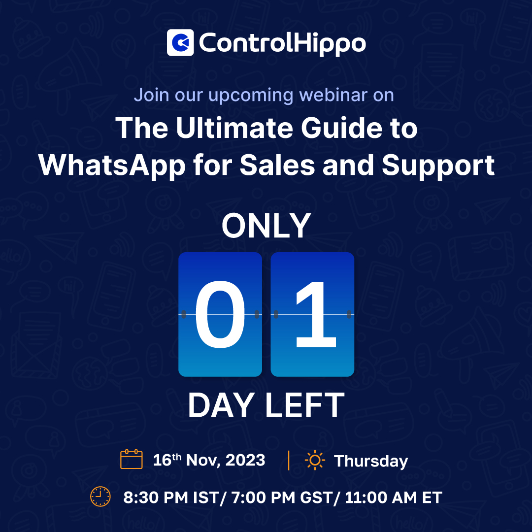 Just 1 day left until our highly anticipated webinar on “The Ultimate Guide to Whatsapp for Sales and Support” begins! Registration Link: zoom.us/webinar/regist… Level up your communication strategies with WhatsApp - Learn from the Best!