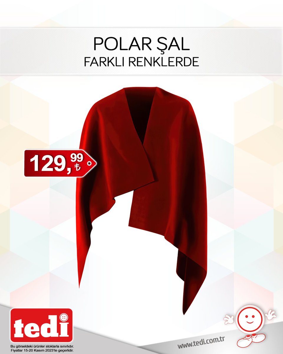 tedidiscount's tweet image. ⭐Havalar soğumaya devam edecek. İhtiyacınız duyduğunuz ürünler her zaman olduğu gibi yine Tedi’de! :) #tedi #tedidiscount #akıllıseçim #tediafişürünleri #ÖğretmenlerGünü #şal #etolşal #kaşkol #polarşal