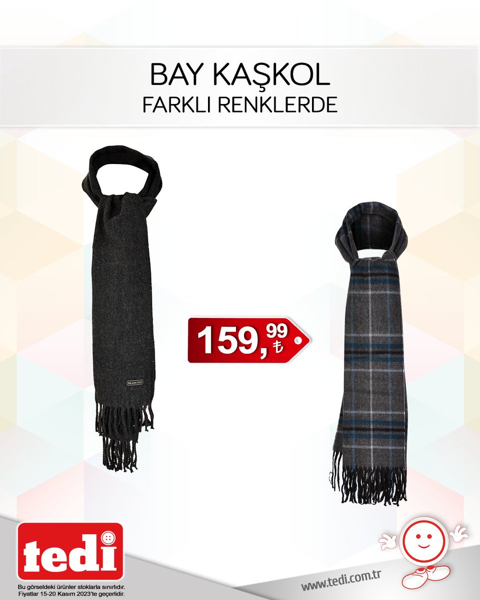tedidiscount's tweet image. ⭐Havalar soğumaya devam edecek. İhtiyacınız duyduğunuz ürünler her zaman olduğu gibi yine Tedi’de! :) #tedi #tedidiscount #akıllıseçim #tediafişürünleri #ÖğretmenlerGünü #şal #etolşal #kaşkol #polarşal