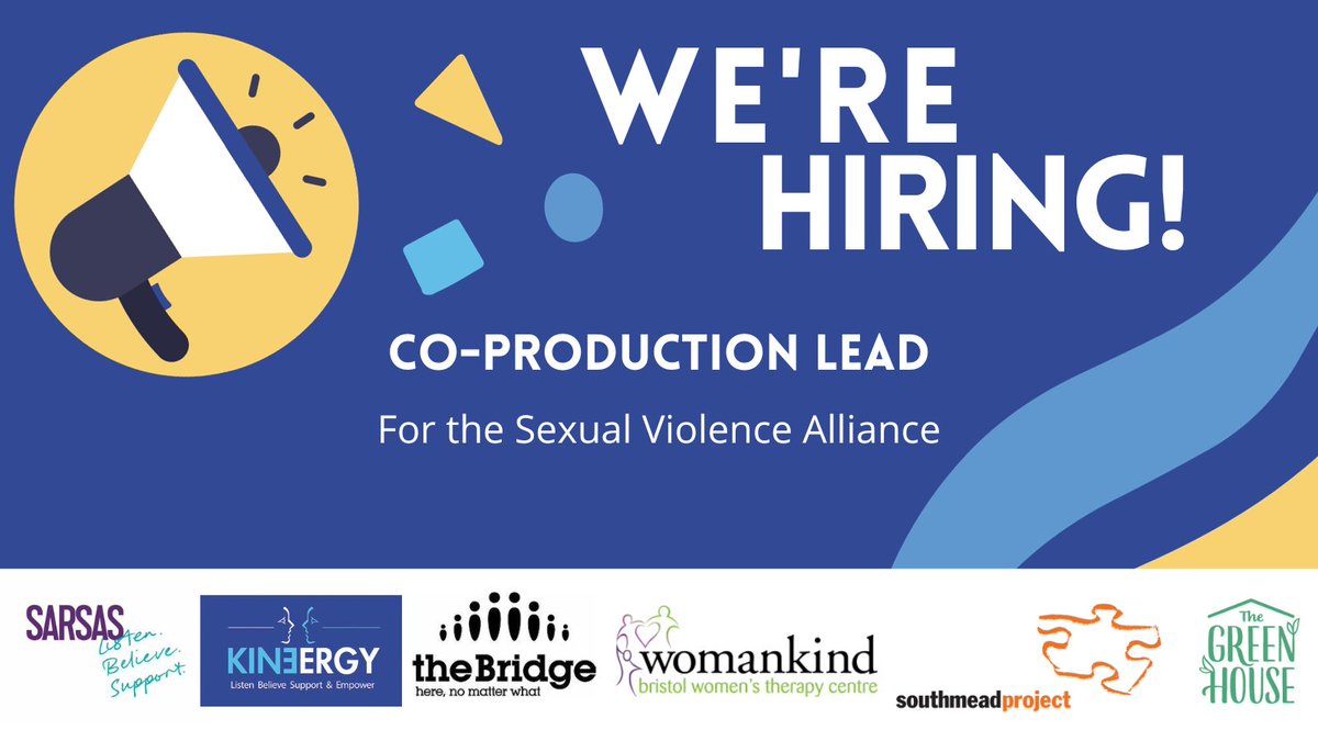 We are currently recruiting a Co-Production Lead with our Sexual Violence Alliance partners @SARSAS_uk, @TheBridgeSARC , @womankindbs2, @SouthmeadProj & @GreenHseBristol . If you'd like to find out more and apply please follow the link👉voscur.org/jobs/105570