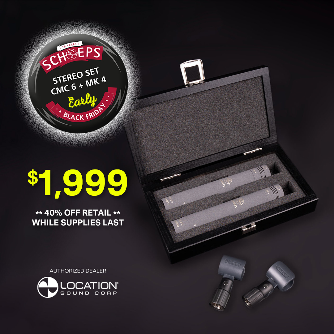 LocationSound's tweet photo. Get in on Schoeps early Black Friday deal: 𝗦𝘁𝗲𝗿𝗲𝗼 𝗦𝗲𝘁 𝗖𝗠𝗖 𝟲 + 𝗠𝗞 𝟰 for 𝗼𝗻𝗹𝘆 $𝟭,𝟵𝟵𝟵—$1,301 off retail! With only 200 units available worldwide, jump on this opportunity to own these premium mics at such an unprecedented price.  🔗 https://t.co/enWThJkn3x https://t.co/2r0xbmn5fL