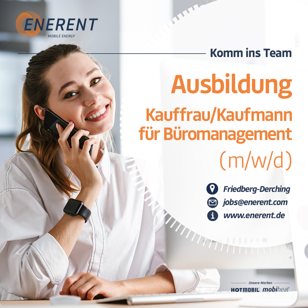 Komm zum 1.09.2024 in unser Team 🤩
Starte Deine Karriere beim Marktführer für mobile Energie! Wir bieten Dir viele tolle Highlights, die dir deine Ausbildung besonders angenehm gestalten.

Alle Infos zur Ausbildung: jobs.enerent.com/de?id=4a3e77
Bewerbungstool: jobs.enerent.com/de/apply?id=4a…