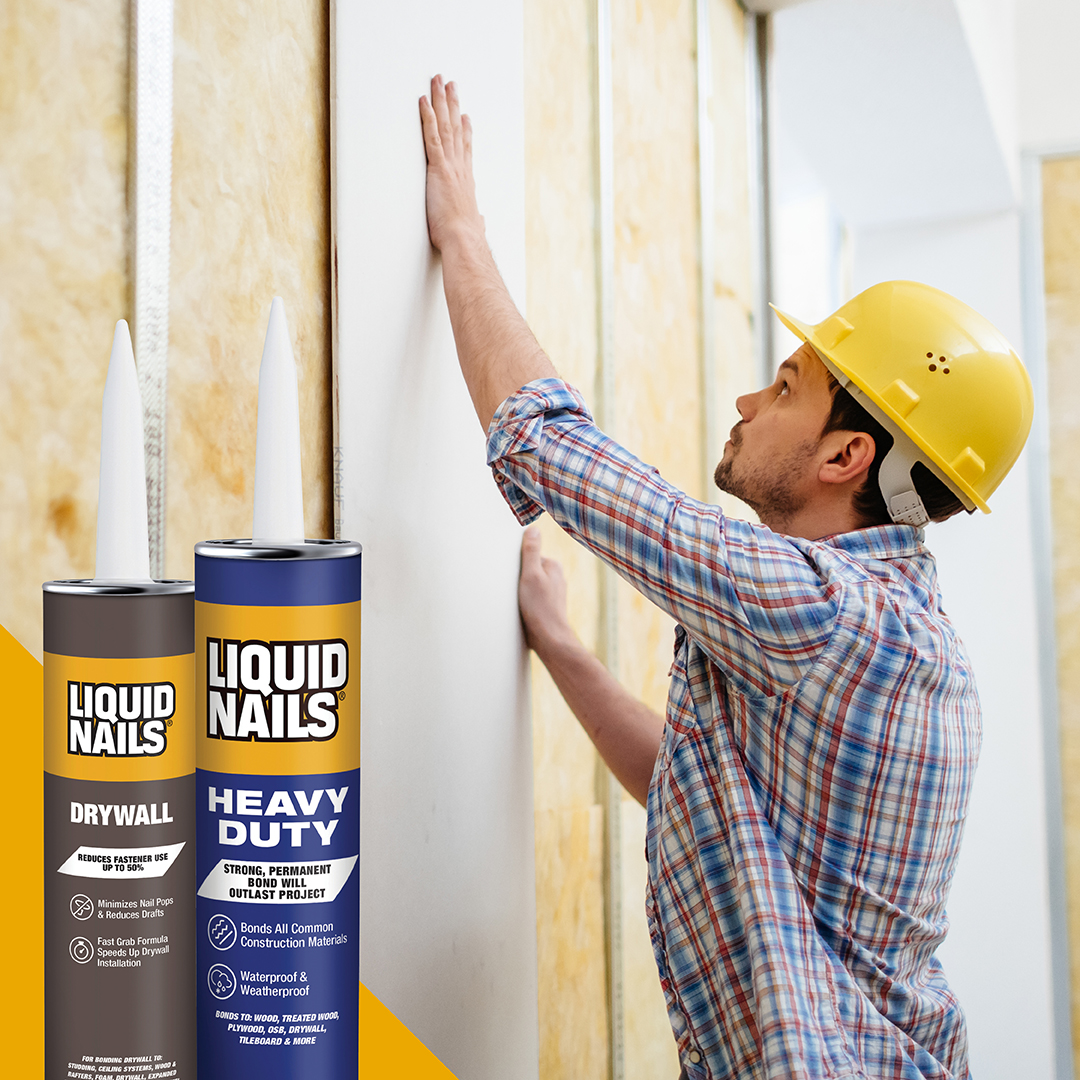 LiquidNailsPro's tweet photo. Did you know that LIQUID NAILS® Drywall Adhesive &amp; Heavy Duty Construction Adhesive during drywall installation can reduce fastener use by up to 50%? Learn more: https://t.co/VrWzfdY9jj https://t.co/5I7UCmWGFB