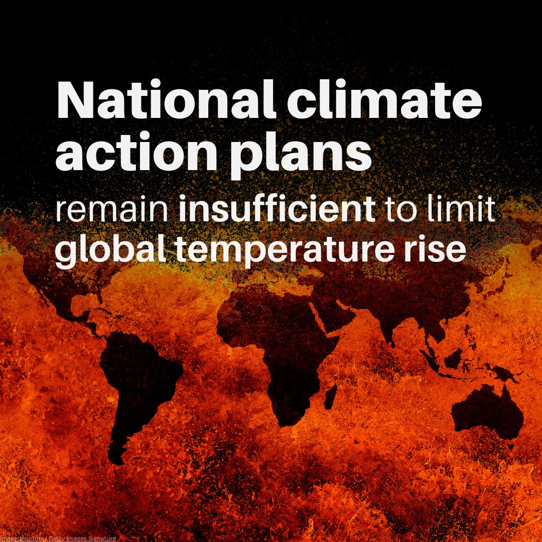 New <a href="/UNFCCC/">UN Climate Change</a> report finds national #ClimateAction plans remain insufficient to limit global temperature rise to 1.5C.

#COP28 must be a clear turning point for governments to take concrete actions and avert the climate crisis. unfccc.int/news/new-analy…