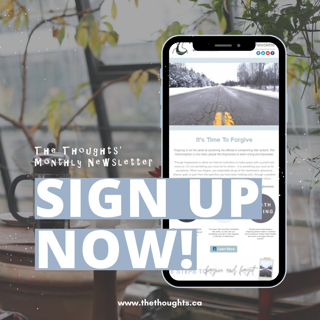 Sign up for The Thoughts Mental Health Monthly Newsletters. Techniques, coping mechanisms, & strategies to help you manage overwhelming emotions, build stronger relationships, deal with stressful situations & feel happier! Sign up: thethoughts.ca/sign-up-now-th… #mentalhealthmatters