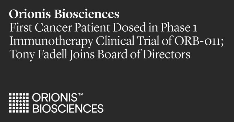 Two important company announcements today! 1: First cancer patient dosed in a Phase 1 immunotherapy clinical trial of ORB-011, a first-in-class targeted interferon A-Kine®. 2: @tfadell, Founder and Principal at Build Collective, joins Orionis Board of Directors. Learn more…