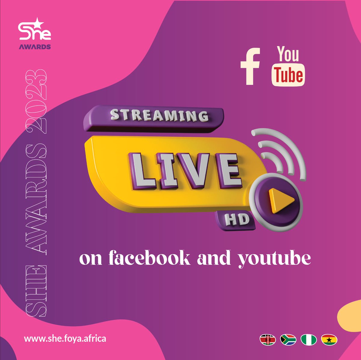 SHEAwardsGlobal's tweet photo. SHE Awards is unfolding its magic on YouTube, bringing you live stories of triumph and inspiration. Tune in to witness the extraordinary human journey: [SHEGlobal on YouTube](https://t.co/yzPxl4GHpp) 🌍✨ #SHEAwards https://t.co/2pLBjNOB69