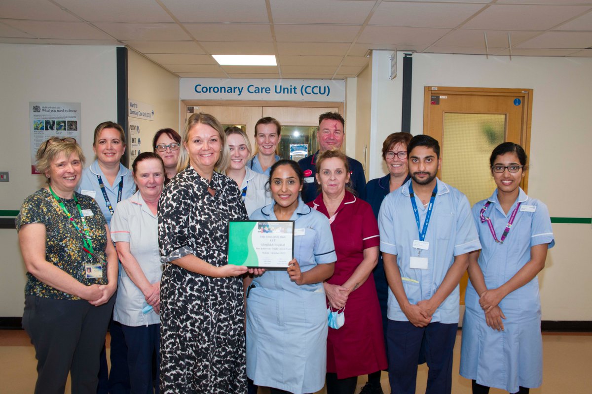 The Coronary Care Unit team at Glenfield received a ‘Triple Green’ Assessment & Accreditation award, for their exemplary commitment to high-quality patient care. Ward Sister, Debra Woodley, said: “We’re all cogs in a big wheel. Each of our roles ensures the wheel keeps turning.”
