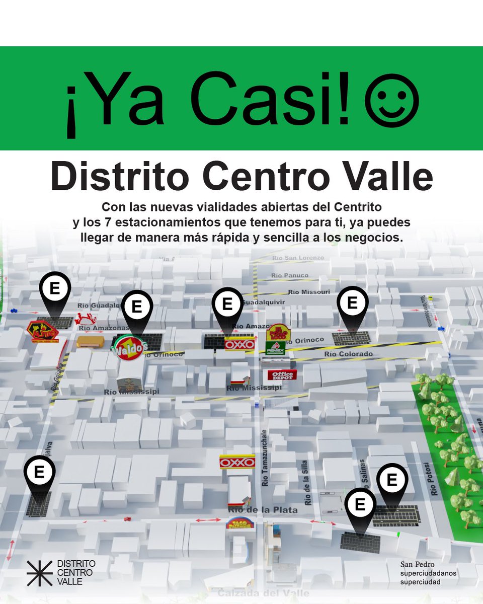 SanPedroNL's tweet photo. ¡Ubica todas tus opciones de estacionamiento en el Centrito!

Tenemos 7️⃣ estacionamientos para ti 👈

Te esperamos este #BuenFin y próximamente para tus compras navideñas 🛍️✅ #DistritoCentroValle 

1/3 https://t.co/2W7BeIBLAw