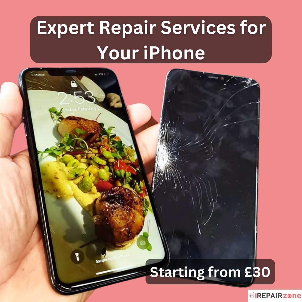 Got #iPhone troubles? We've got the fix! From cracked screens to slow batteries, our expert team at iRepair has you covered. 
Quality repairs including #BackGlassReplacement, Charging Dock, #ScreenRepair & more! 
Revive your iPhone for just £30! 📱✨
#iRepair #iPhoneFix'