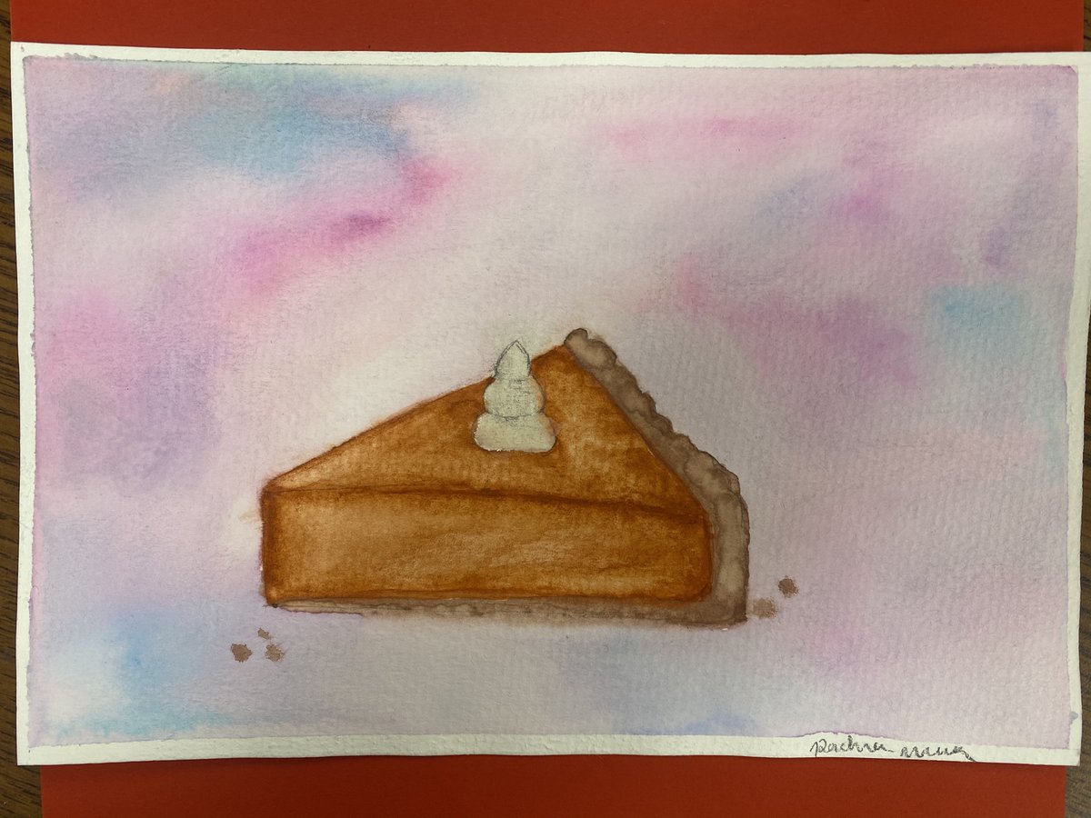 Painting class working on a series of watercolor lessons to learn many techniques. This is #7 of the series--Delicious Thanksgiving pie paintings! They look so good! <a href="/EFEAteaches/">EFEA</a> <a href="/EFWarriors/">Elizabeth Forward HS</a> #watercolorpainting #pie #dessert #art #Thanksgiving #lovethis