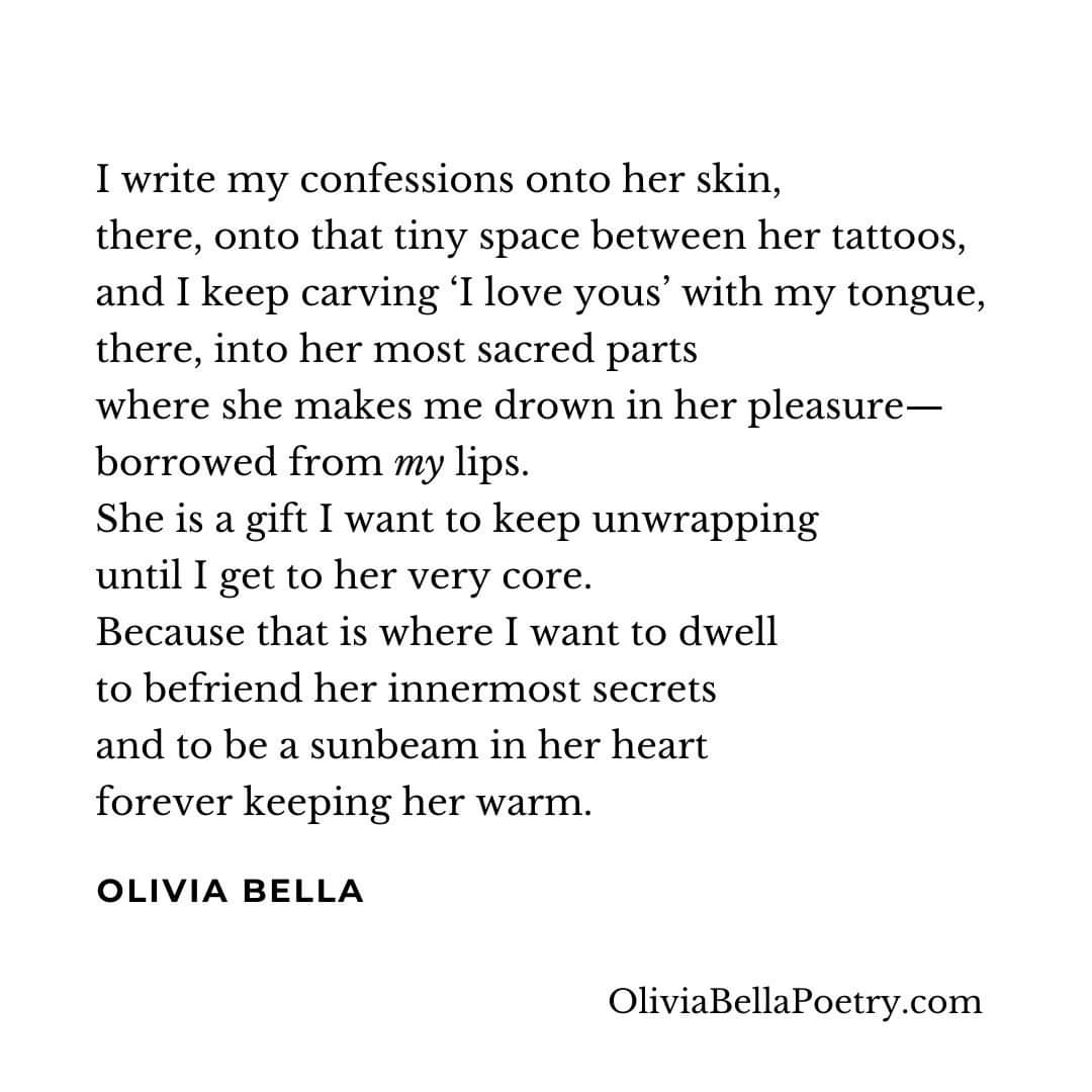 When you're ready to love her well 🔥❤️

#sapphicpoetry #oliviabella #sensual #Romance #poetrylovers #poetry #confessions

Join for exclusive content ➡️ko-fi.com/oliviabella