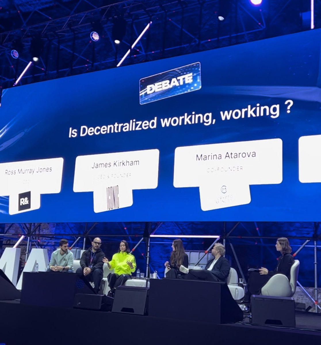 Great to listen to these speakers <a href="/human_protocol/">HUMAN Protocol 🧬</a> Newconomics in Lisbon  🙌
<a href="/rossmurrayjones/">Ross Murray-Jones</a> <a href="/heyerikaws/">hey erika</a> <a href="/spoonybear/">James Kirkham</a> <a href="/atarova/">Marina Atarova</a>