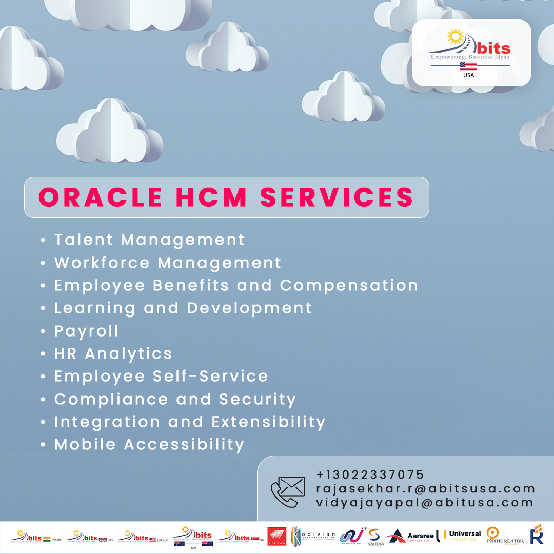 AbitsUsa's tweet image. Oracle HCM Services

#ssgroup #oraclehcm #oracleservices #talentmanagement #workforce #employees #payroll #Compliance #hranalytics