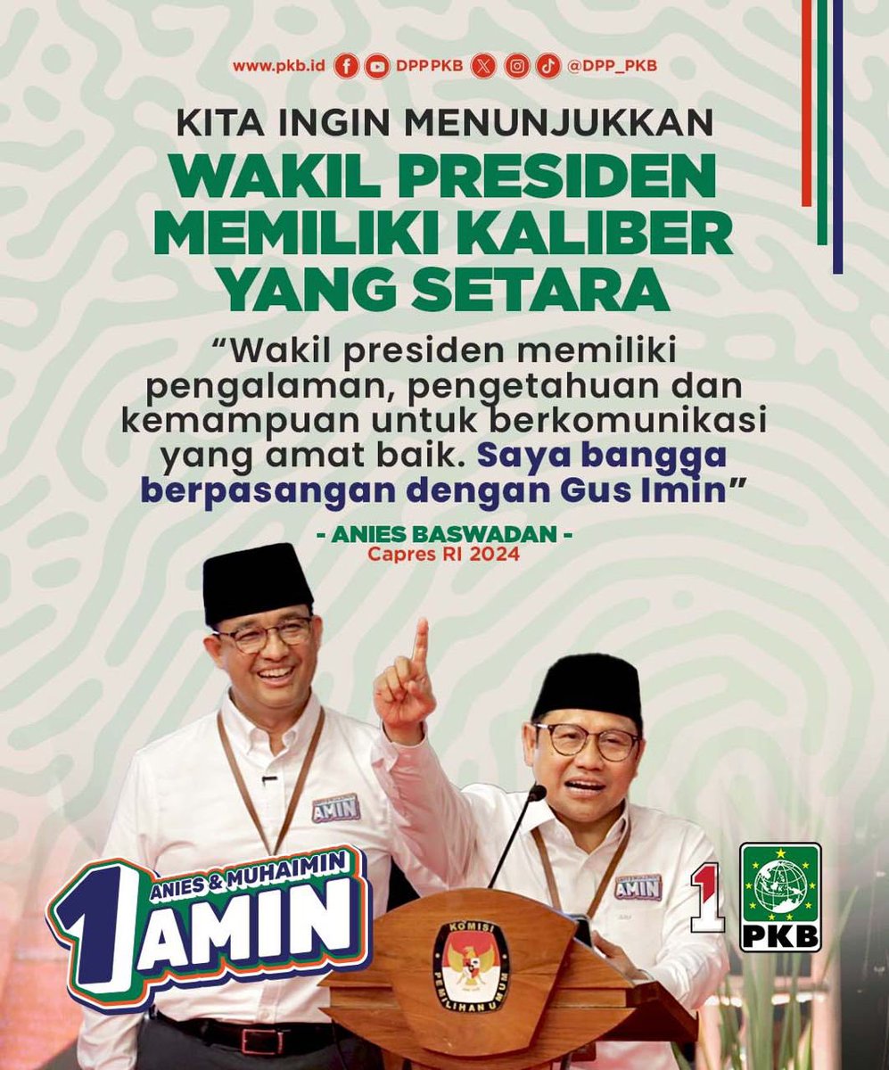wangi_timur's tweet photo. #AMINNomor1Juara1
#AniesMuhaimin2024

Satu Putaran, Berjiwa Pemimpin

@cakimiNOW
@DPP_PKB
@arifwijaksan4 https://t.co/5hJMxjt5Jh