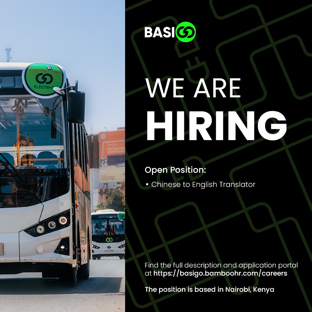 BasiGoKenya's tweet photo. Vacancy alert! We are hiring for the following position in Kenya. To apply, visit our Careers Portal on https://t.co/YYV95R3OBY.
#BasiGoMovement #IkoKaziKE https://t.co/3oBEFKCau0