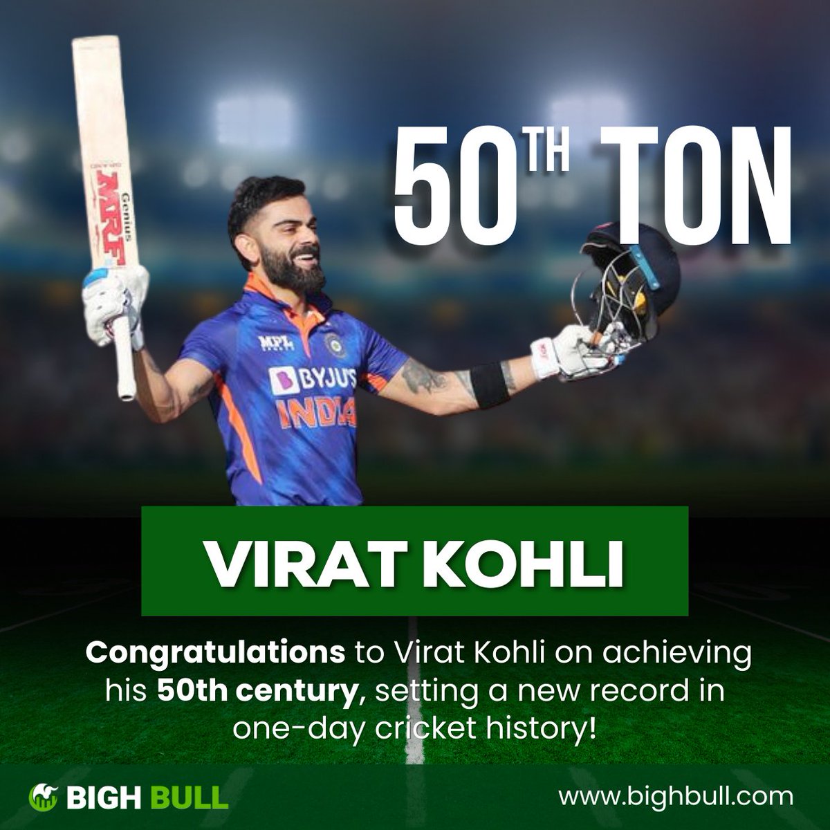 Congratulations to Virat Kohli on achieving his 50th century, setting a new record in one-day cricket history!

#ViratKohli𓃵