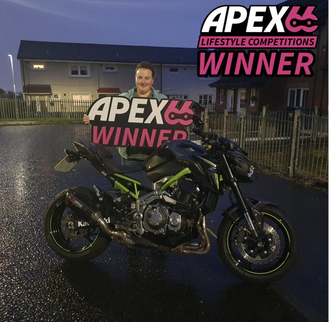 apexsixtysix's tweet photo. A massive congratulations to Renata Lepiarczyk from Coatbridge for winning this amazing Kawasaki Z900 .
Renata was buzzing to receive the call letting her know she had picked up this stunning bike, it’s a pretty decent early xmas present for just £1.99! https://t.co/xDKu6lo4Lt https://t.co/4cU1USQZg6