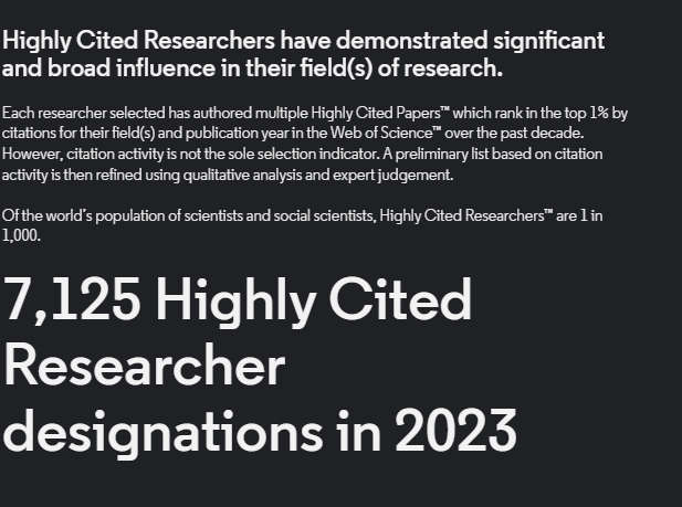 Excited to be included in the 7,125 top Researchers List for the 5th year in a row!  An excellent milestone for my Institution @EU_ScienceHub and #EUSO.Thanks to all our 🇪🇺 & global 🌏 collaborations. A pleasure to work with the community bit.ly/3fPhNLo #HighlyCited2023