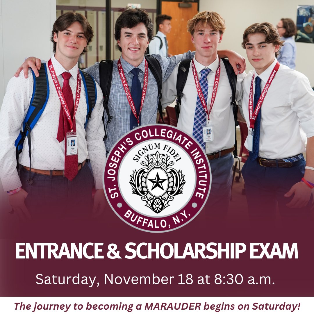 📣Calling all 8th graders! The first step to becoming a MARAUDER is taking the Entrance &amp; Scholarship Exam on Saturday, November 18. Reserve your seat today at sjci.com/admissions.

Your journey to become a member of #SJCI2028 starts now! #ThisisBrotherhood #Lasallian