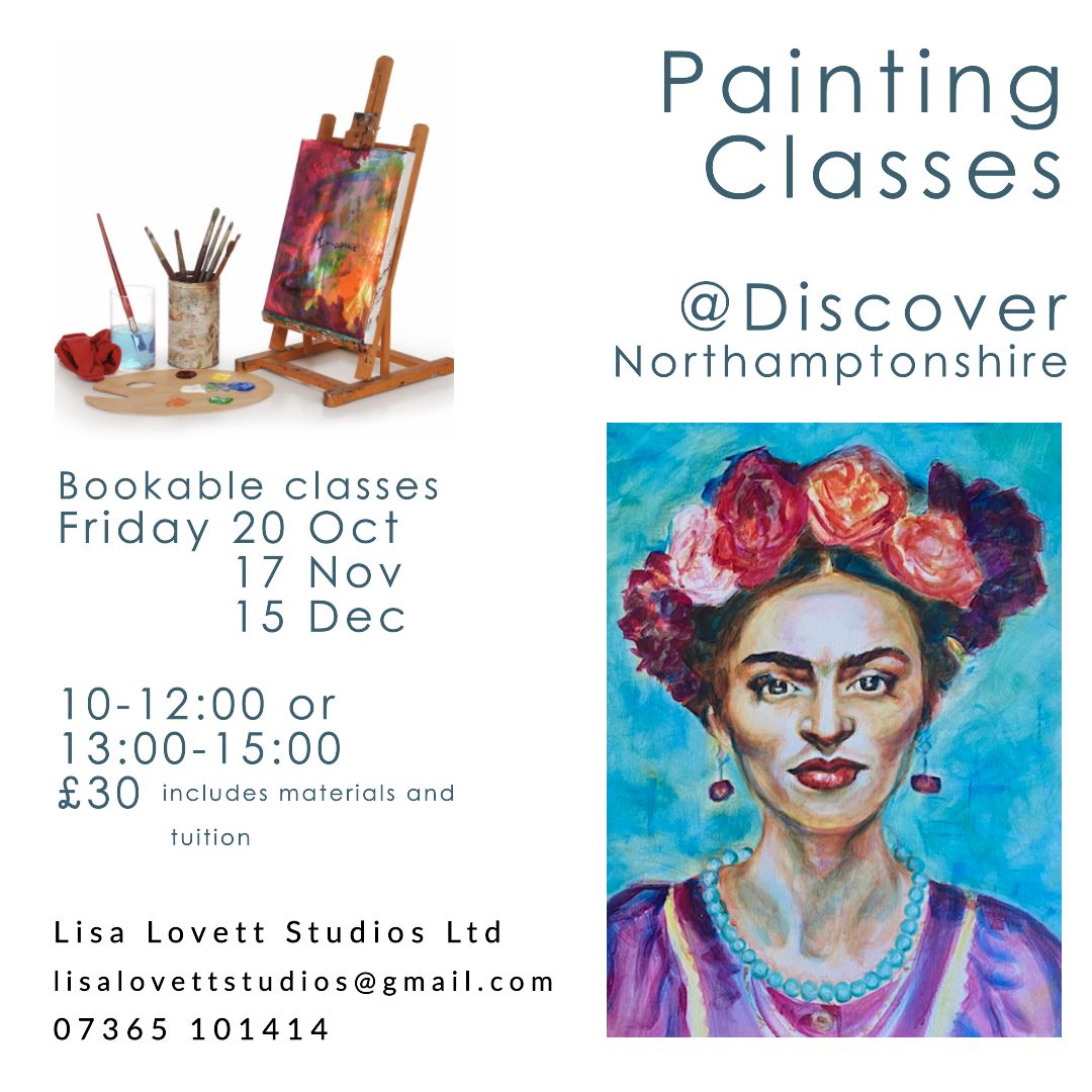 Enjoy a painting session with local artist Lisa Lovett this Friday. Materials and tuition provided. £30. To book please email lisalovettstudios@gmail.com #DiscoverNorthamptonshire #UKSPF @NnorthantsC @Westnorthants