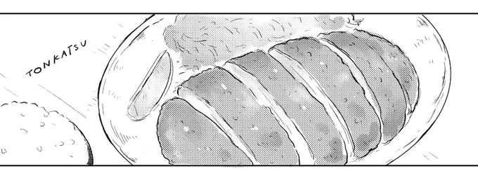 今日はあんまり進まなかったんだけど美味しそうなトンカツが描けたからよしとする 