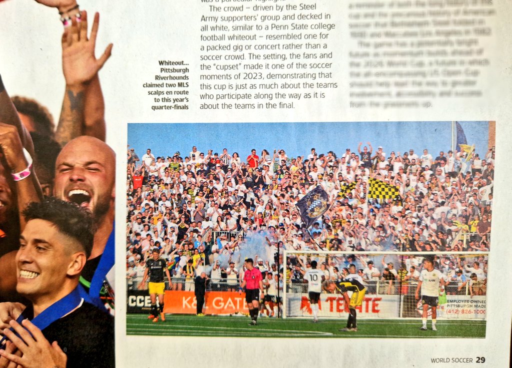 Party of my @opencup feature in the current (November) issue of @WorldSoccerMag, on one of the standout games of 2023 in US soccer: @RiverhoundsSC vs Columbus Crew.