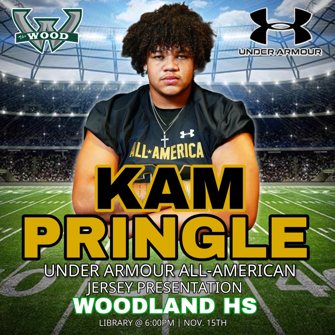 Woodland HS Wolverines (@woodlandhighsc) on Twitter photo Join us in the Woodland Library tonight for the Under Armour All-American Jersey Presentation to Kam Pringle. The presentation will start at 6:00pm. #thewood #levelup <a href="/PringleKam/">Kam Pringle</a> <a href="/CoachSibert/">Tydles Sibert</a> <a href="/CoachEFord5/">Coach Ford</a> <a href="/CoachBurnette19/">Brooks Burnette</a> <a href="/LowmanKeith/">keith lowman</a> <a href="/CoachSBeamer/">Shane Beamer</a> <a href="/KevinLive5/">Kevin Bilodeau</a> <a href="/UnderArmour/">Under Armour</a> Join us in the Woodland Library tonight for the Under Armour All-American Jersey Presentation to Kam Pringle. The presentation will start at 6:00pm. #thewood #levelup <a href="/PringleKam/">Kam Pringle</a> <a href="/CoachSibert/">Tydles Sibert</a> <a href="/CoachEFord5/">Coach Ford</a> <a href="/CoachBurnette19/">Brooks Burnette</a> <a href="/LowmanKeith/">keith lowman</a> <a href="/CoachSBeamer/">Shane Beamer</a> <a href="/KevinLive5/">Kevin Bilodeau</a> <a href="/UnderArmour/">Under Armour</a>