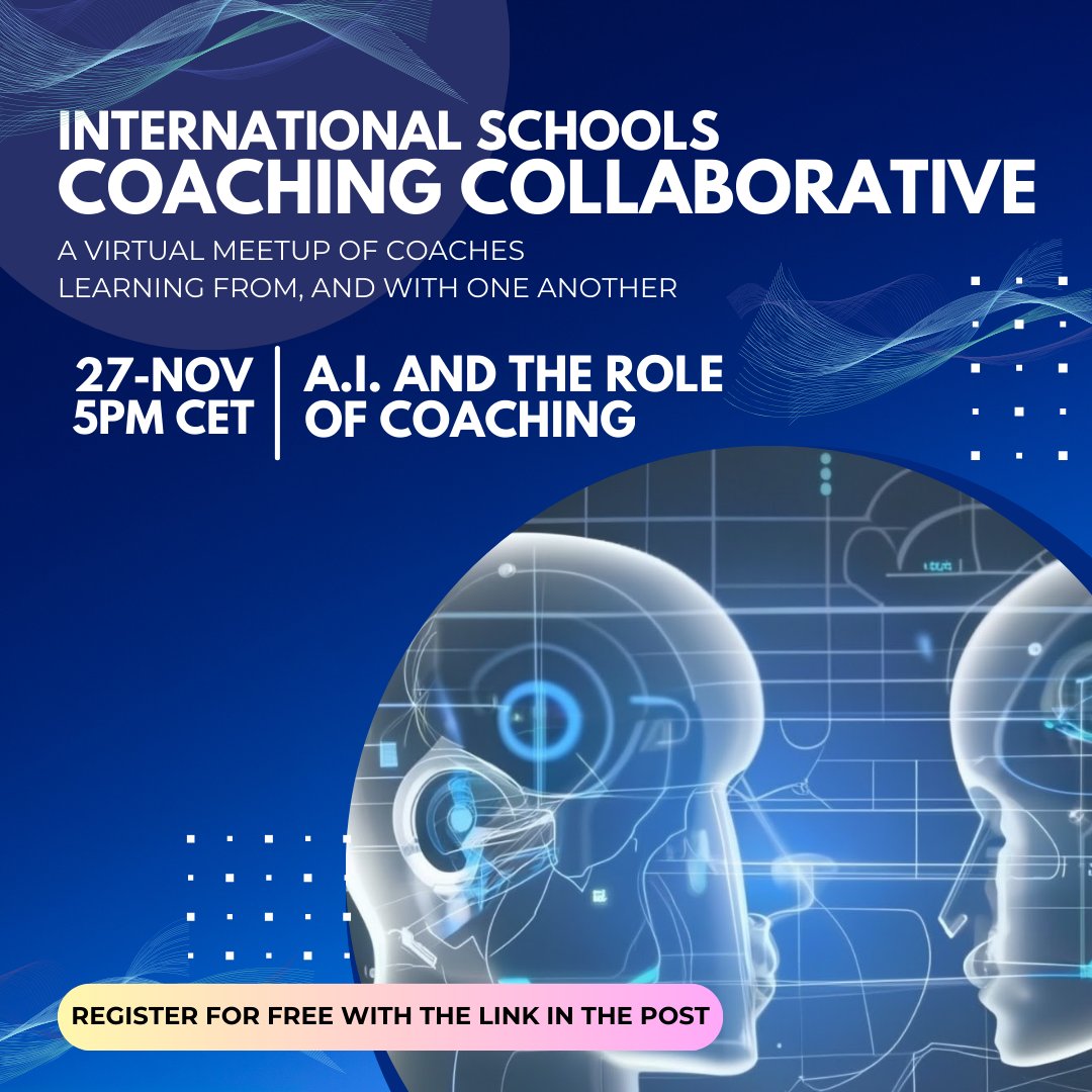 November Meetup of the #ISCoachingCollab is incoming! We will share with one another how are roles are being shaped and redefined with Generative A.I. Anyone can register through this form and get the Zoom link: forms.gle/74oVNQ3fbr8pdW… @MsReyna2 @djmcurran @agarrett1212