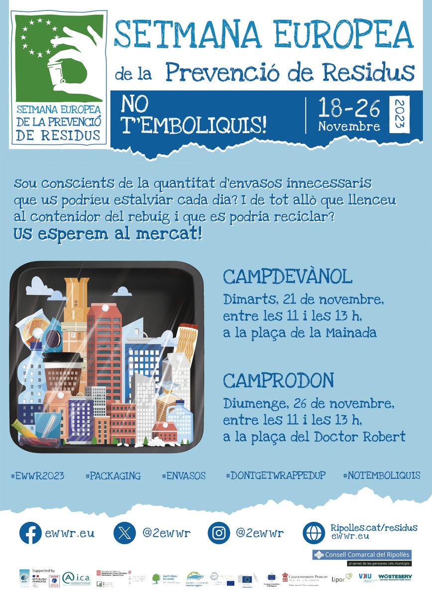 CCRipolles's tweet image. #NOTEMBOLIQUIS!
Arriba la Setmana europea de la prevenció de residus i us volem donar un cop de mà per conscienciar-vos sobre la brossa que generen els #envasos i com podem evitar-ho. Us esperem a #Campdevànol i a #Camprodon!
ℹ residus.gencat.cat/ca/ambits_dact…