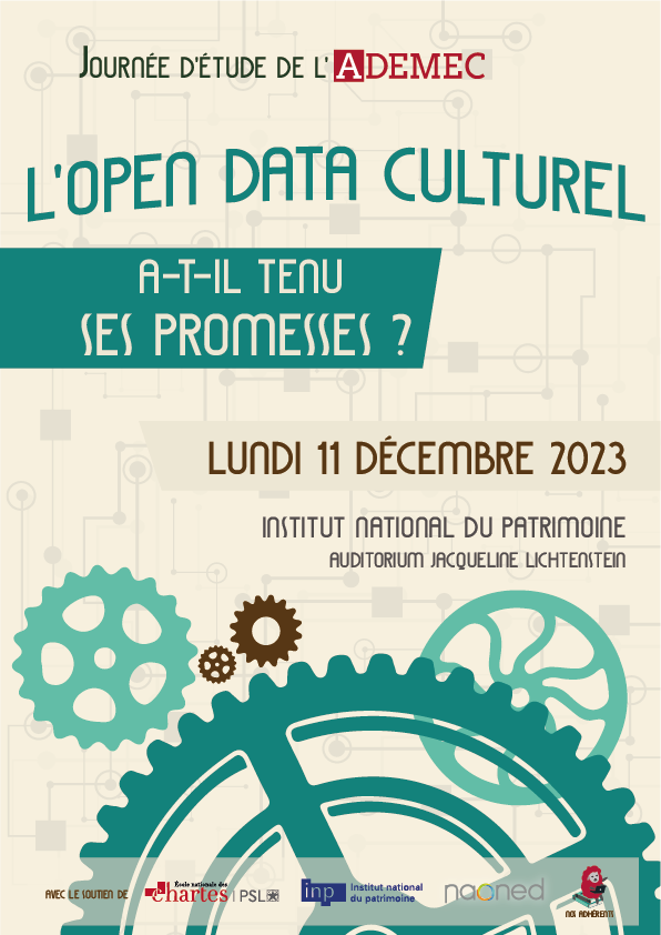 📢 La journée d'étude de l'ADEMEC revient le 11  décembre 2023. 📅
Entre enjeux  patrimoniaux et questions numériques, nous vous proposons de réfléchir à un premier bilan de l'Open data culturel : a-t-il tenu ses  promesses ? 🏛️📚
Pour s'inscrire : ➡️ eventbrite.fr/e/746915292747…