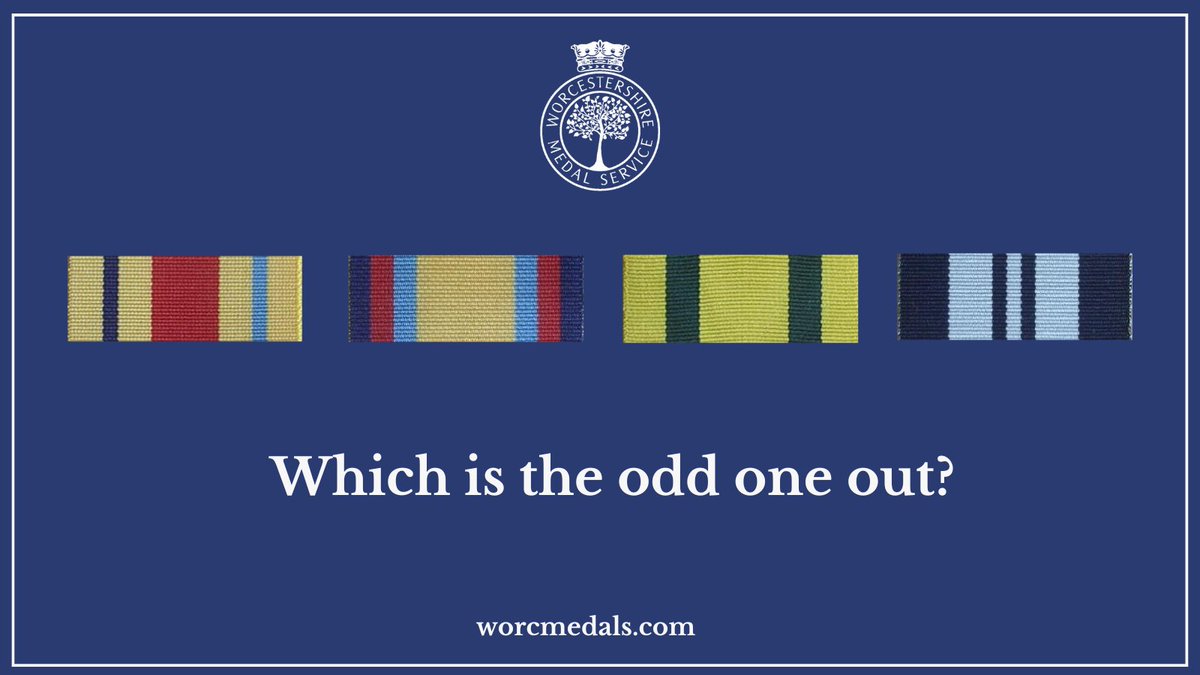 Which ribbon is the odd one out? Look out for the answer on Monday! #wms #worcmedals #worcestershire #medal #service #guesstheribbon