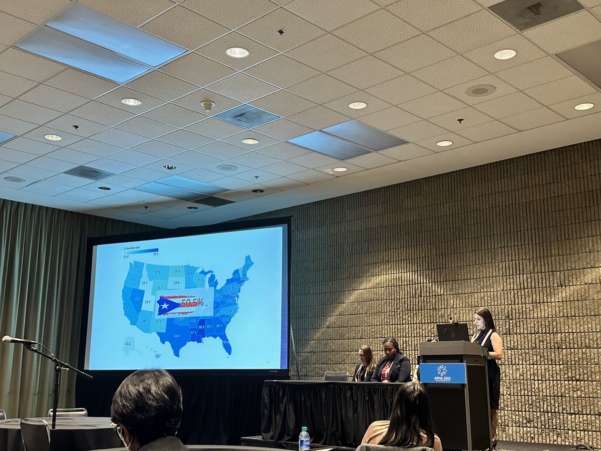 JPRGlobalHealth's tweet photo. @DrCynthiaLebron presenting our #reproductivejustice call for action work “Birth in Boricuas” at @lcph_apha #APHA2023 @NancyRCardona Vanessa Morales and @Dr_Sam_I_am ✊🏽 https://t.co/SDjsWfq716
